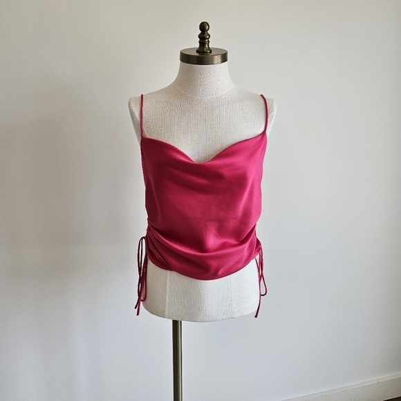 Dynamite Hot Pink Cowl Neck Satin Cami - Picture 1 of 5
